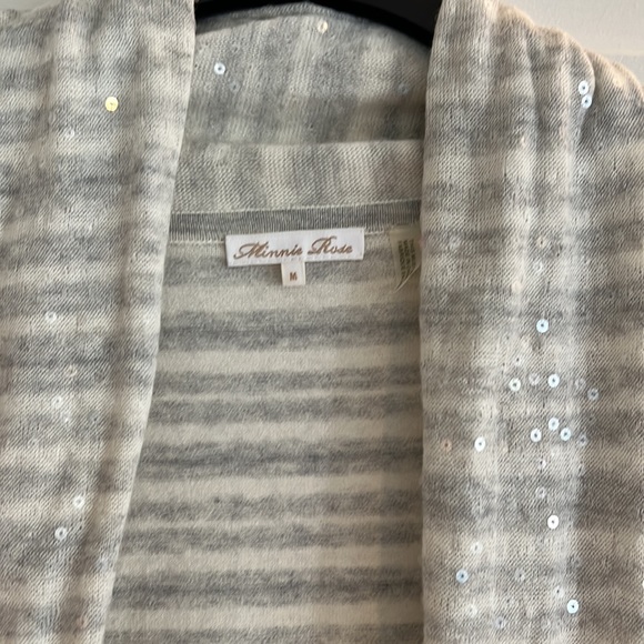 Minnie Rose open cardigan wrap white stripe, sz M - Picture 2 of 8